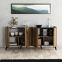 Hanah Home Consola Elegante 1604 Nogal y Mármol Negro, 180x80.8x45 cm, Estilo Bohemio